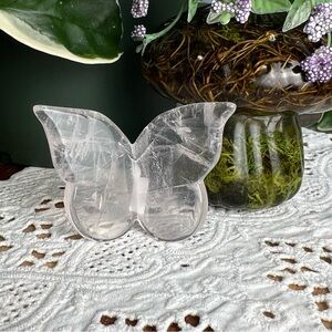 Rose Quartz butterfly carving